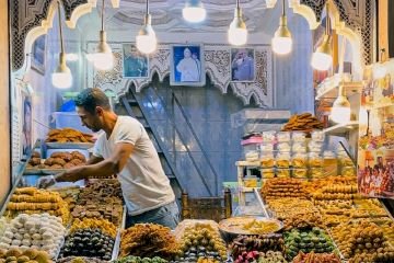 Street Food en Marrakech de noche